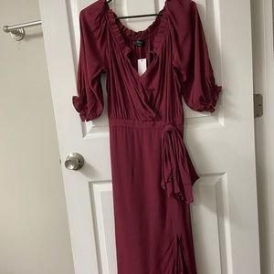 VICI maroon off should midi dress